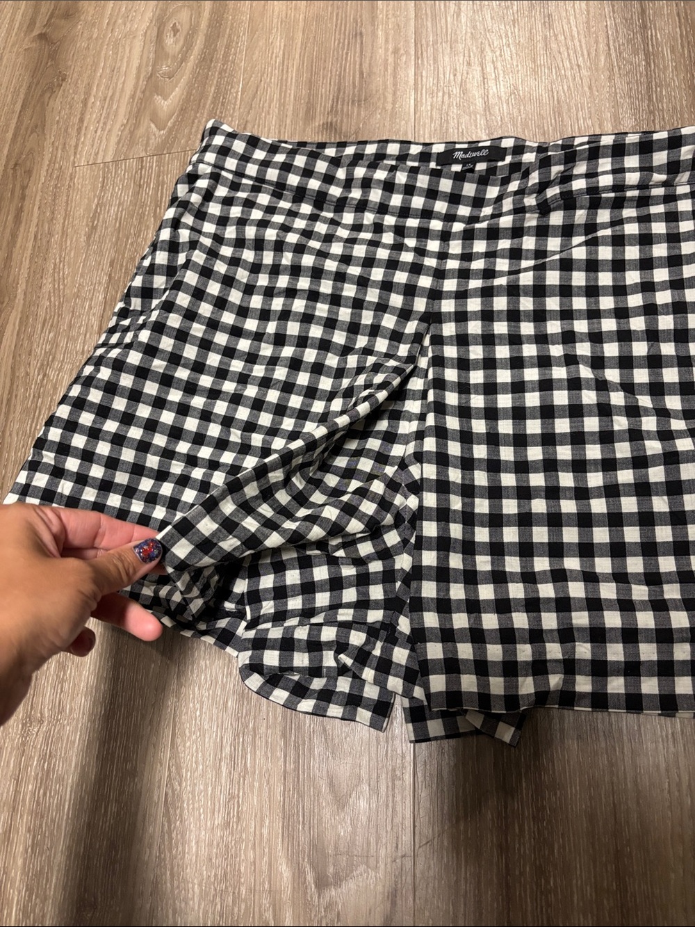 Madewell Mini Gingham Skort Size 14 Black and White Preppy Punk Wool Blend - Picture 4 of 7